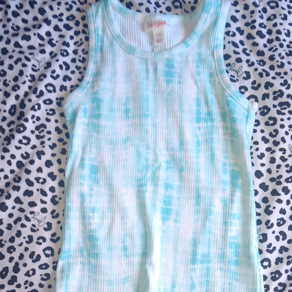Cat & Jack Aqua Tie-Dye Tank Top